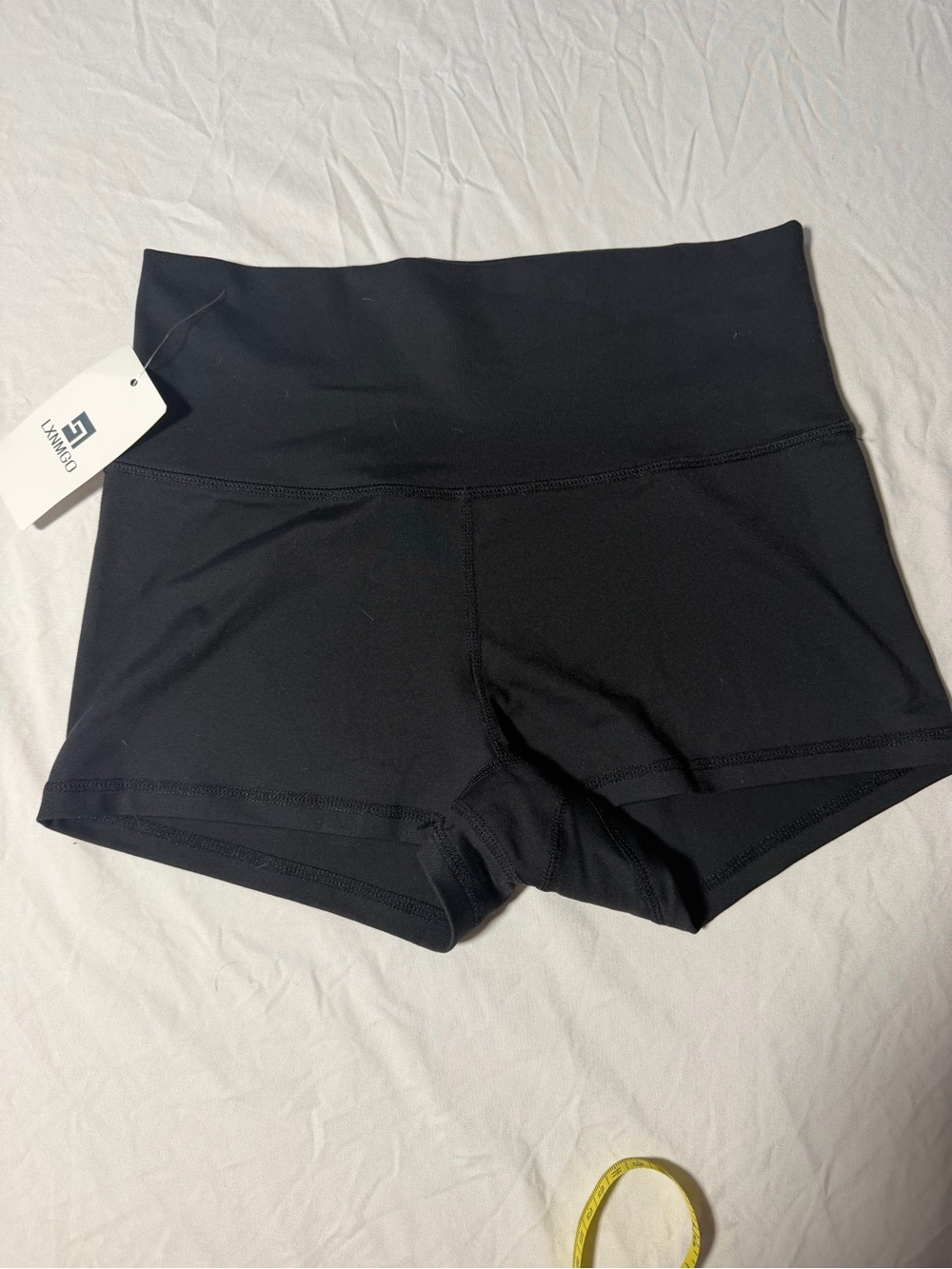 LXNMGO Women’s Black Athletic Shorts Stretch Pull-On Yoga Gym Knit 2" Inseam